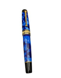 Aurora Optima Blue Auroloide Fountain Pen – Gold Trim, 14k Italic Nib NEW!