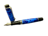 Aurora Optima Blue Auroloide Fountain Pen – Chrome Trim, 14k Gold Nib