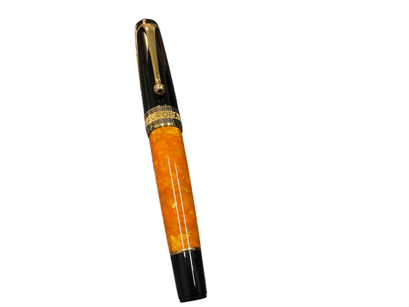 Aurora Optima O’ Sole Mio Black and Orange Fountain Pen NEW!
