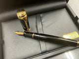 Aurora Fountain Pen Talentum Black with Gold Trim, 14K Gold Nib NEW!