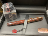 Aurora Fountain Pen 88 Cognac Limited Numbered Edition, Ebonite with an 18k Gold Nib. With bottle of ink. NEW!