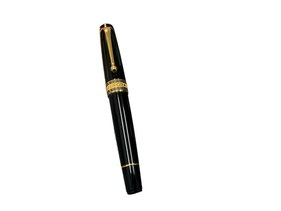 Aurora Optima Black With Gold Trim Fountain Pen NEW!