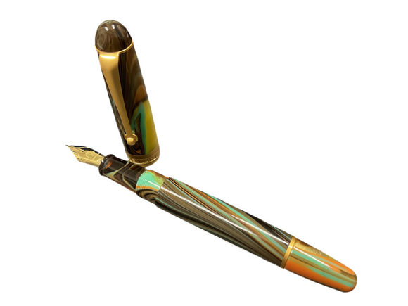 Penlux Masterpiece Delgado Peacock 18k Nib Piston Filling Fountain Pen NEW!