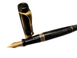 Aurora Optima Black With Gold Trim Fountain Pen NEW!