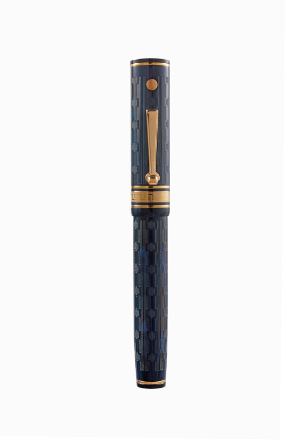 Wahl Eversharp Decoband Ebonite Chased Gold Trim with 14kt Gold Nib Fountain Pen. Your choice of Blue, Brown, Green, or Cracked Ice  NEW!