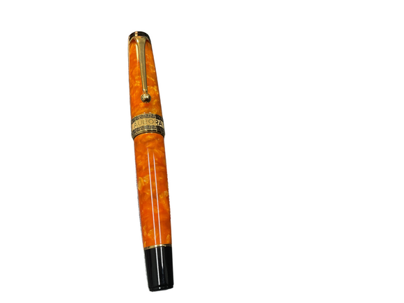 Aurora Optima Orange Auroloide with Gold Trim Fountain Pen NEW!