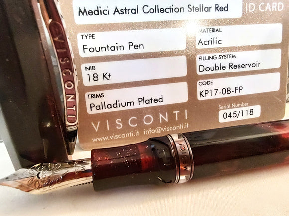Pre-Owned lightly used Visconti Medici Brooks resin Astral Red limited edition #45   NEW!