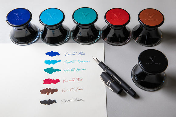 Visconti Ink with inkwell bottles